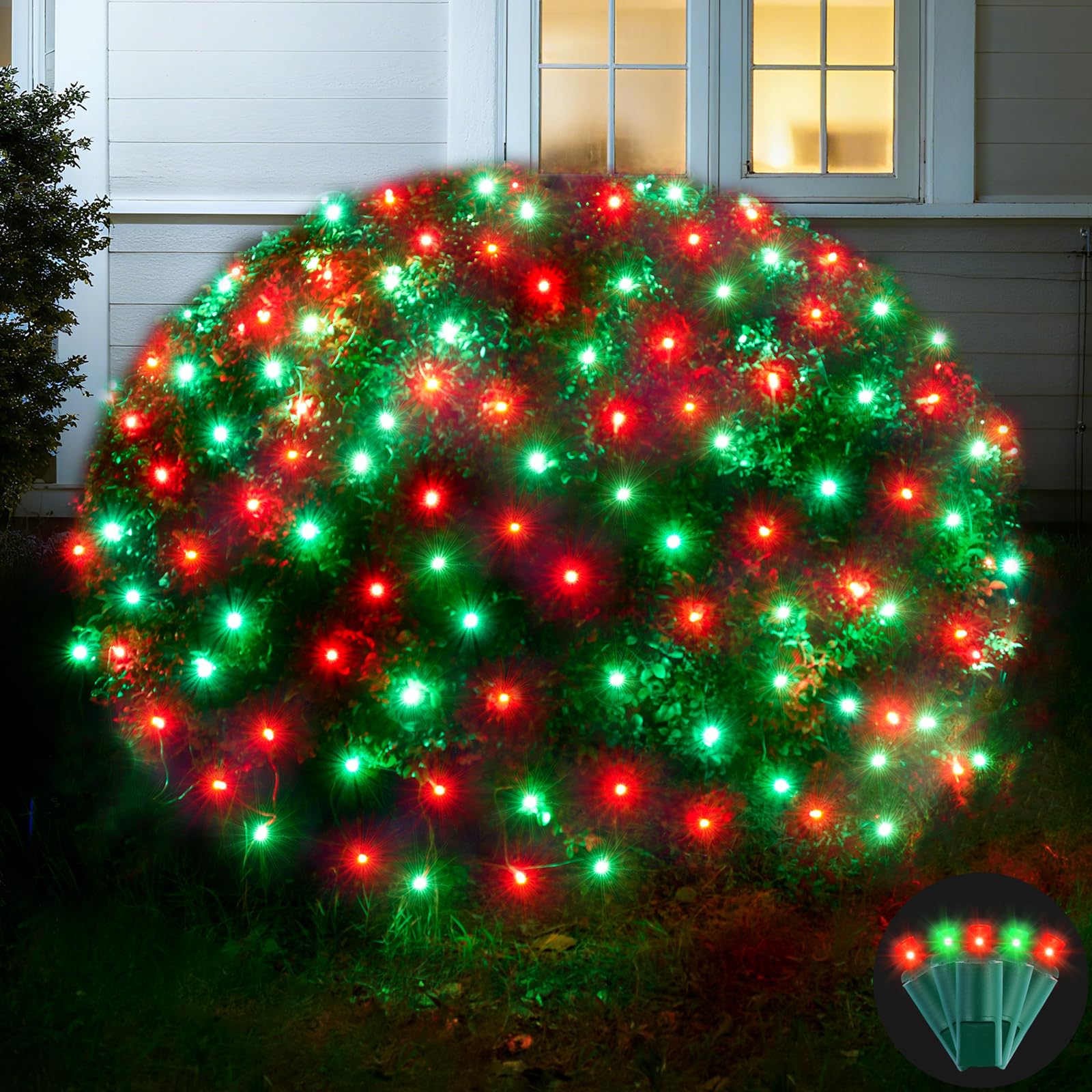 Led Net Lights Christmas Lights Outdoor 200Leds 9ftx6ft Upgraded WarmWhite Christmas Net Lighting, Waterproof UL Listed Outdoor Indoor Large Mesh Net Light for Xmas Trees, Bushes, Shrubs Decorations